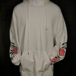 Pacsun White Pullover With Embroidered Roses